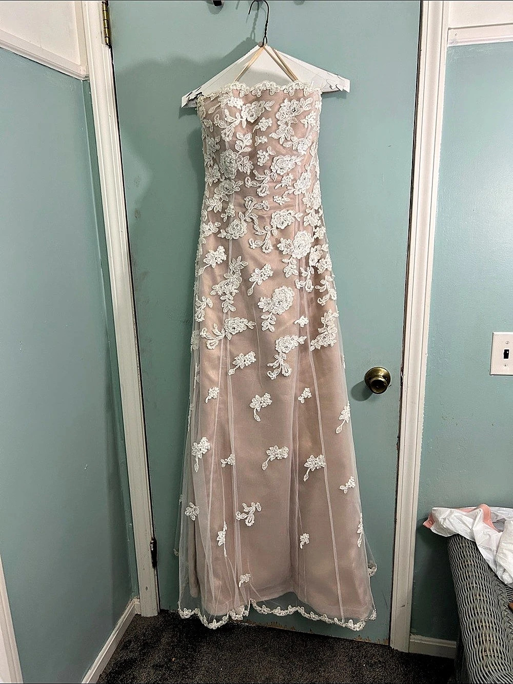Alyce Designs Floral Lace Maxi Wedding Dress Size 10